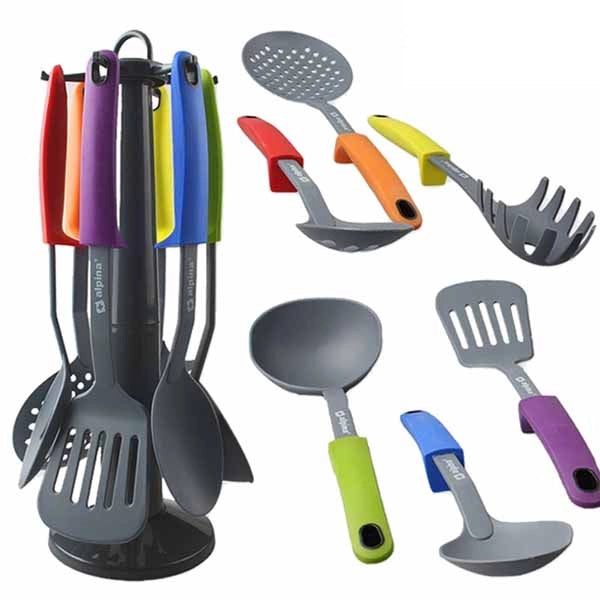 Set Da Cucina 7PZ Mestolo Spatola Cucchiaio Spaghetti Schiumaiola Siviera Alpina