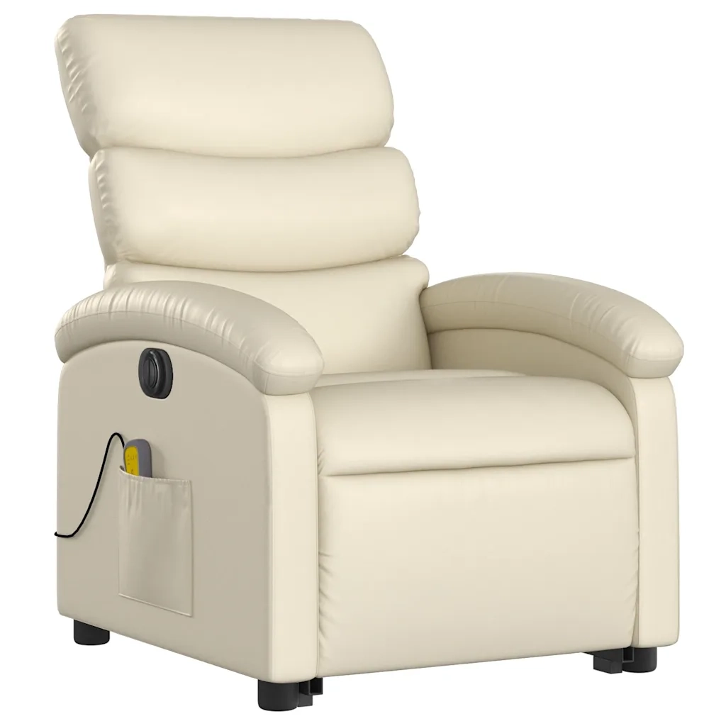 Poltrona Alzapersona Elettrica Reclinabile Crema in Similpelle 3204062