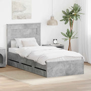 Struttura del letto con cassetto Grigio cemento 90 x 190 cm