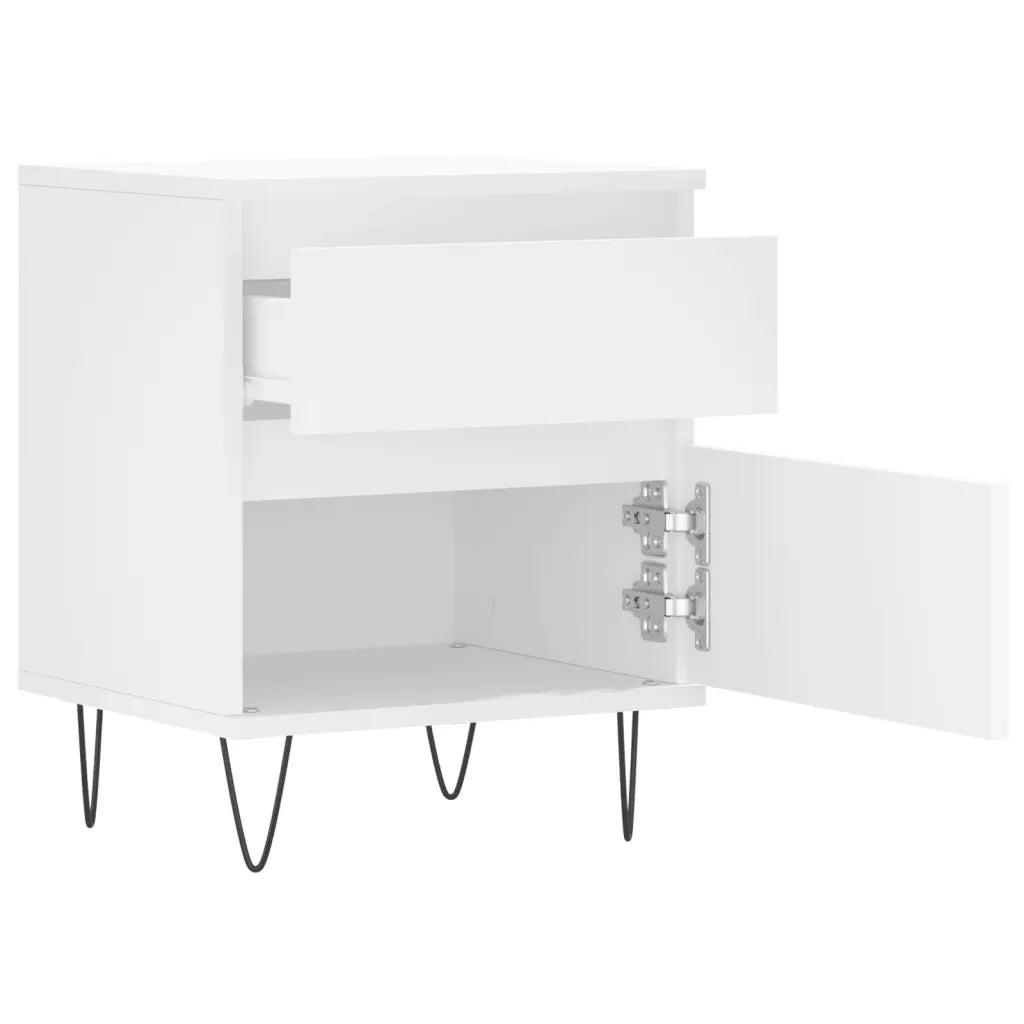 Set di 2 Comodini | Armadio da Notte | Mobiletto da notte Bianchi 40x35x50 cm in Legno Multistrato