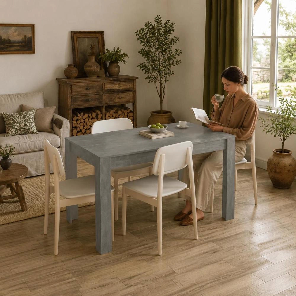 Dining Table, Concrete Grey, 140x74.5x76 Cm, Wood-based Material