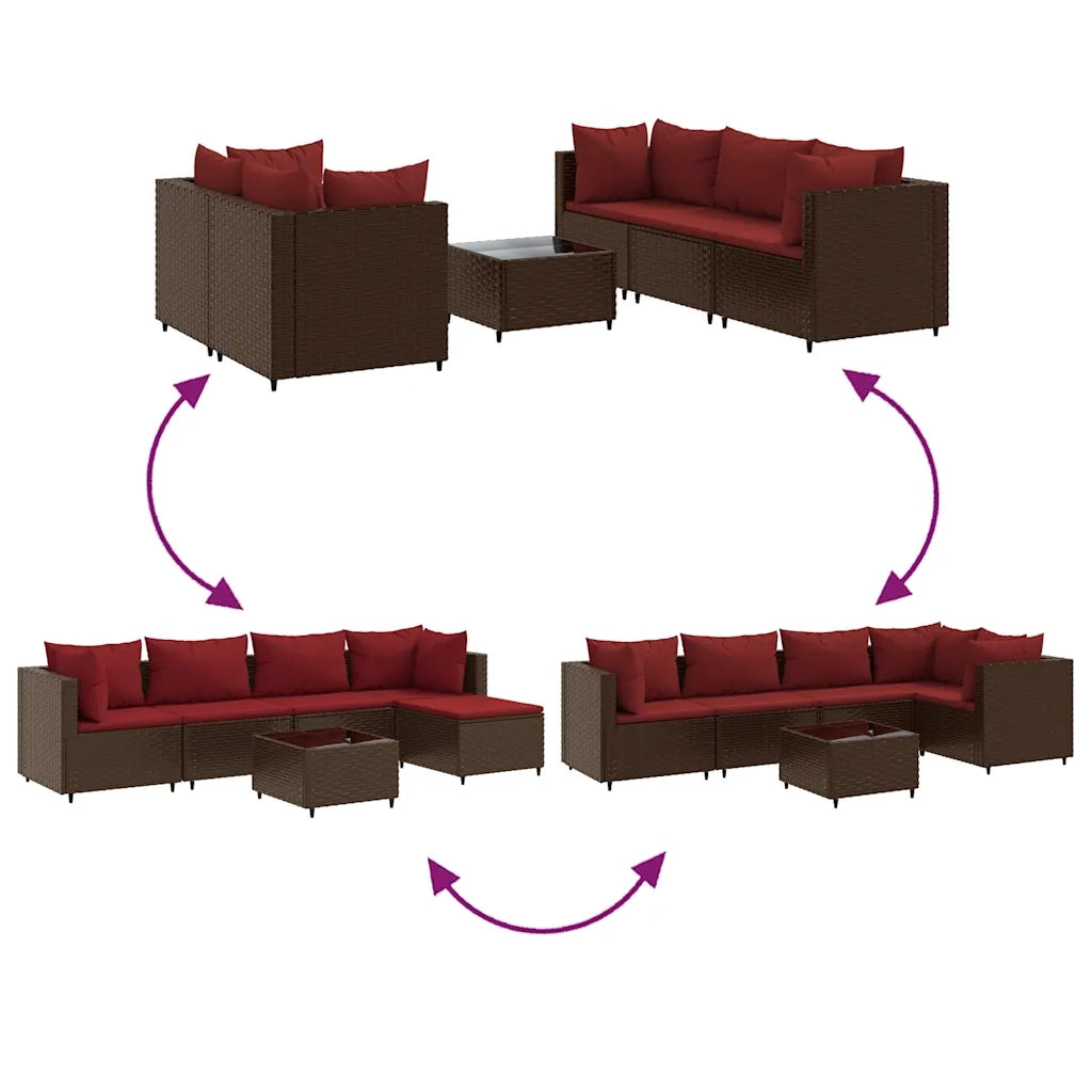vidaXL Set Mobili da Giardino 6pz con Cuscini in Polyrattan Marrone