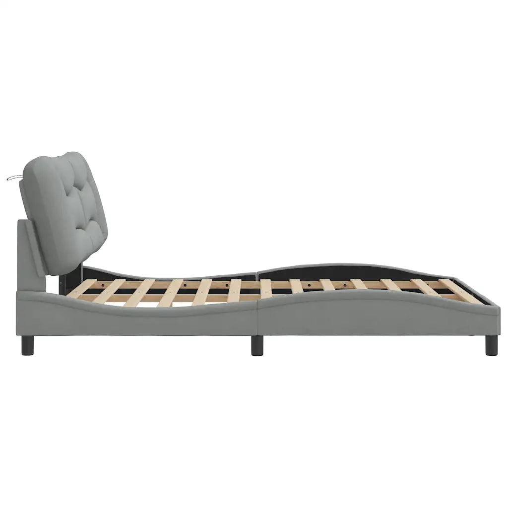 Giroletto senza Materasso-Struttura Letto Hvar Grigio Chiaro 140x200 cm Tessuto