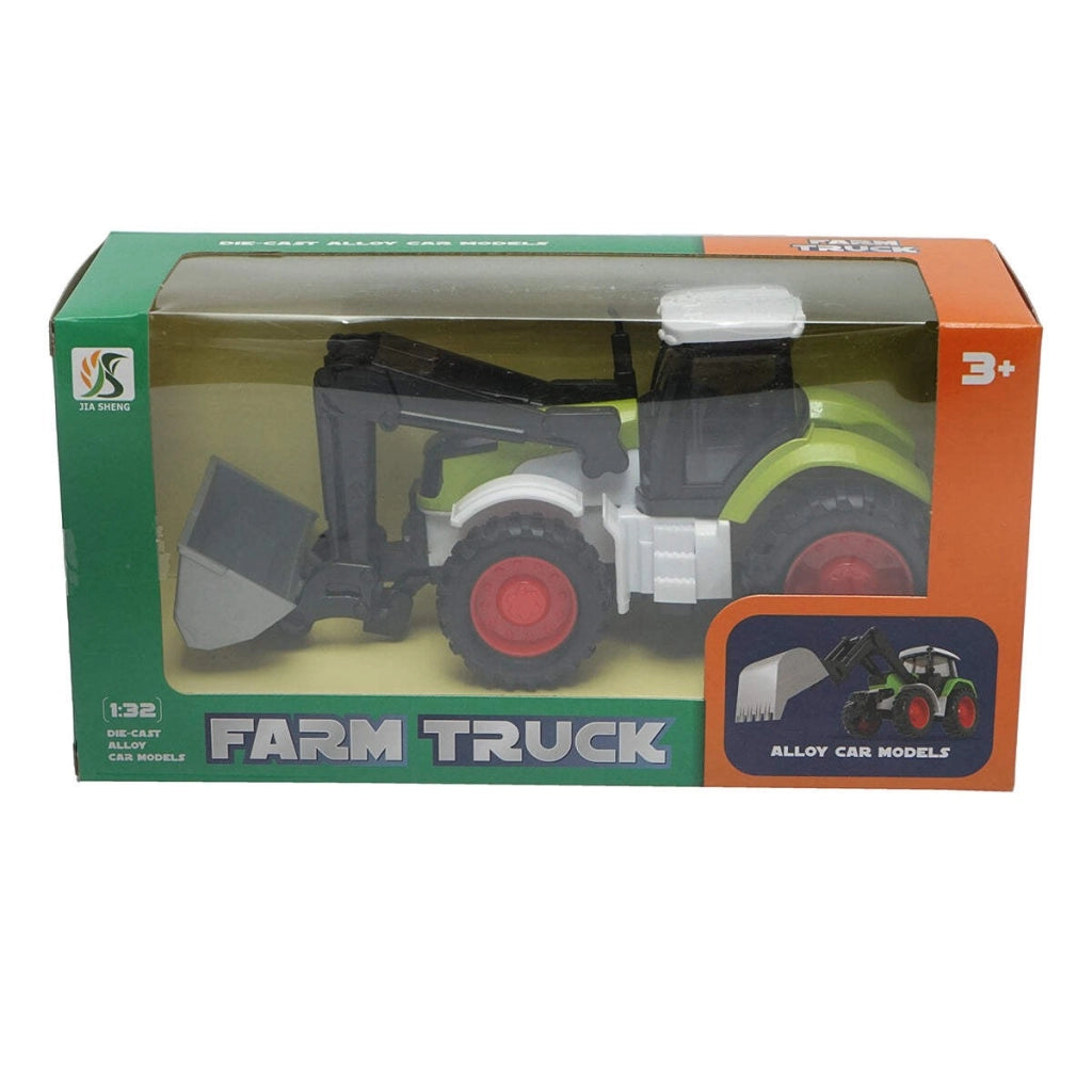 Trattore verde con pala anteriore, 175x65x80mm, giocattolo per bambini +3 anni