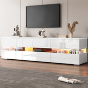 Mobile TV moderno bianco a specchio - Zephmum - 160x39x45 cm, LED, 2 ante, cassetto, per TV 70 pollici