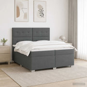 Letto box spring con materasso Grigio Scuro 200 x 200 cm 3454951