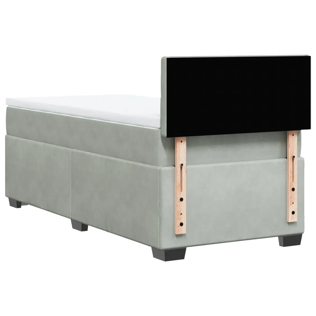 Giroletto a Molle con Materasso Grigio Chiaro 100x200cm Velluto 3288546