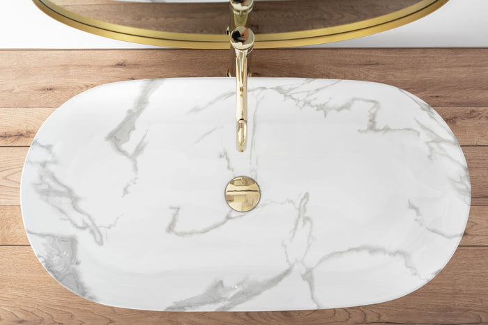 Lavabo Da Appoggio Rea Cleo 81 Shiny Marmo