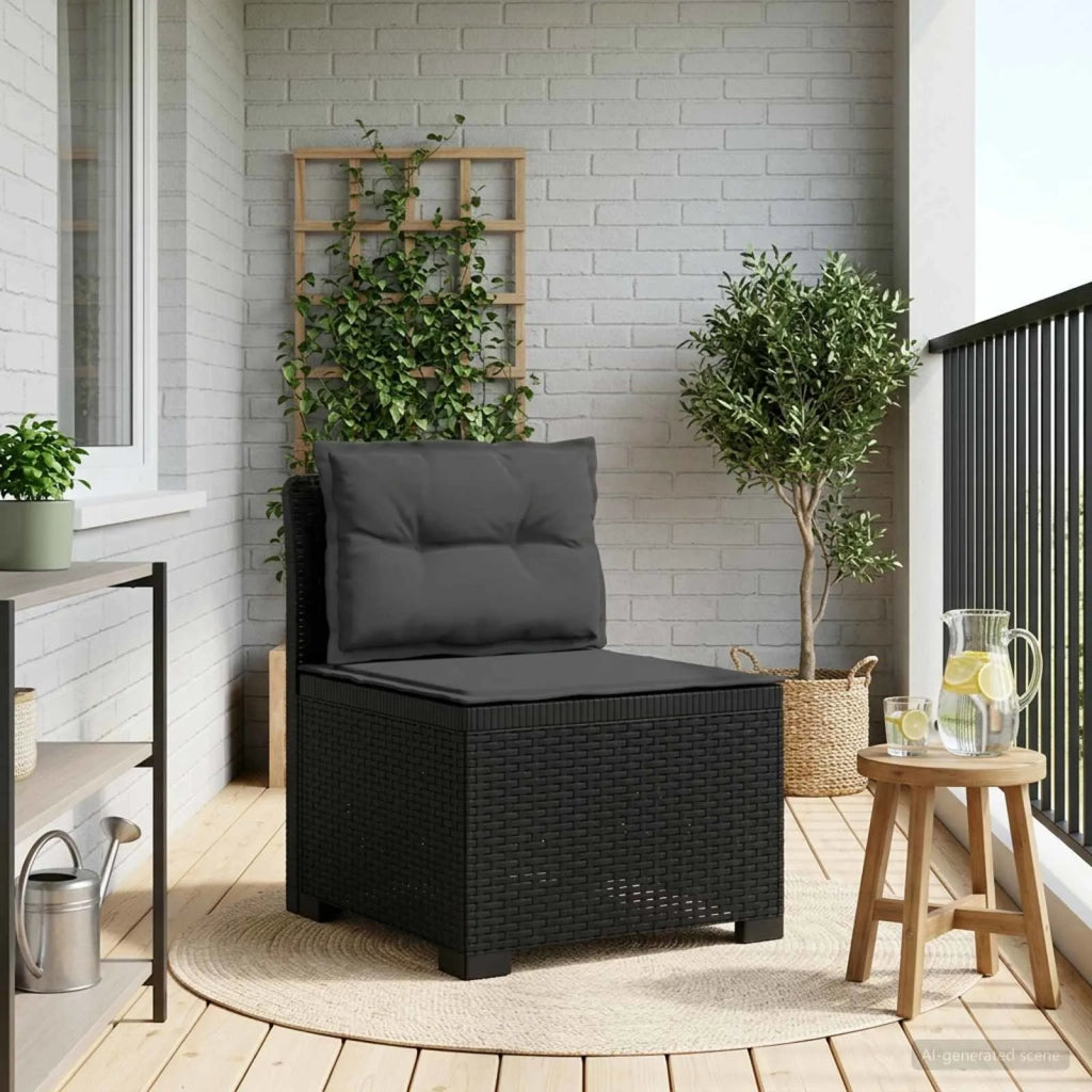 Divano da esterno-Divano da Giardino a 1 Posto con Cuscini Aspetto Rattan PP 329006