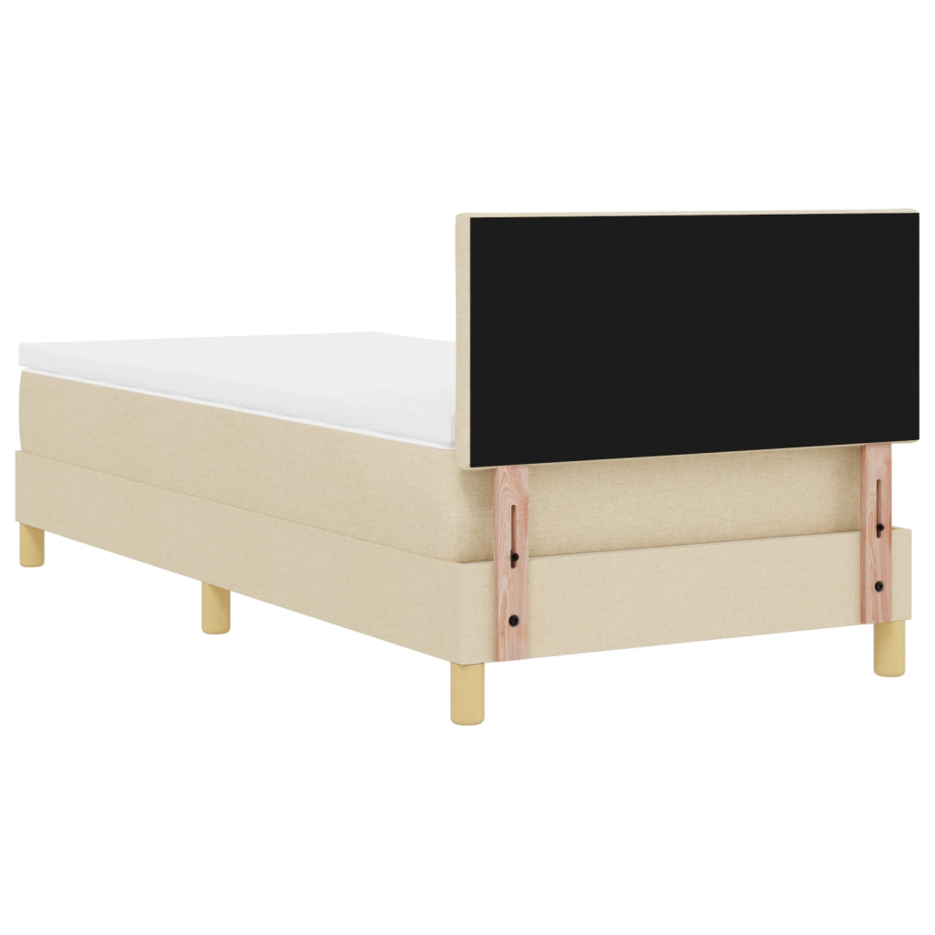 Letto con Box Spring e Materasso Panna 90x190 cm Tessuto