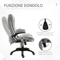 Sedia da Ufficio con Funzione Massaggiante e Altezza Regolabile, in PU, 67x67x116-126 cm, Grigio