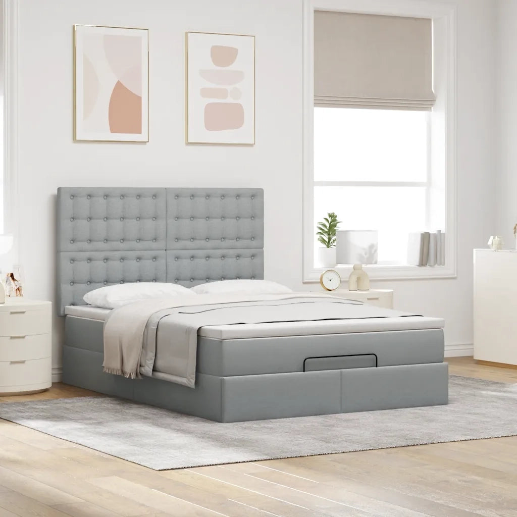 Struttura Letto Pouf con Materasso 140x200 cm in Tessuto 3313327