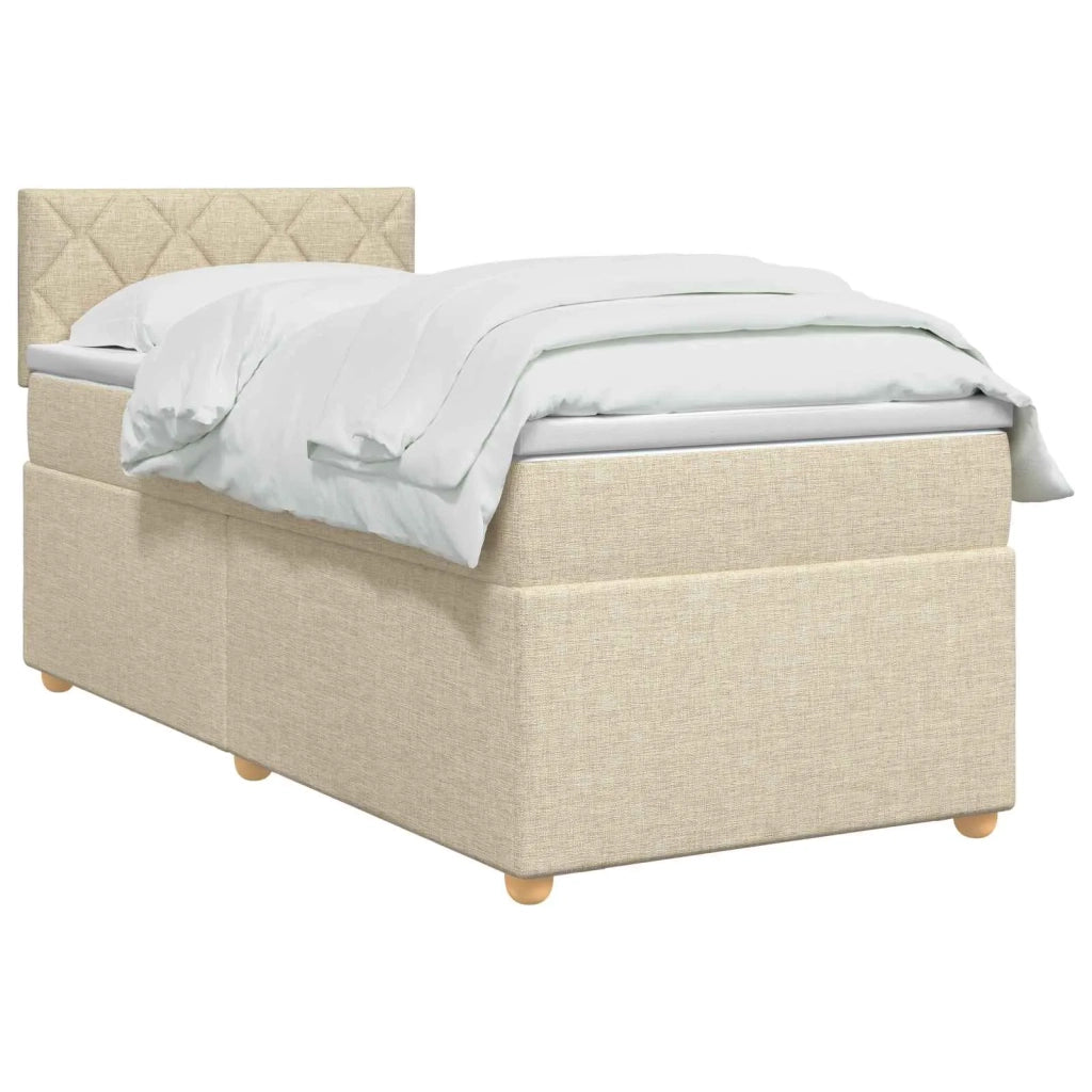 Letto box spring con materasso Crema 100 x 200 cm Tessuto 3452364