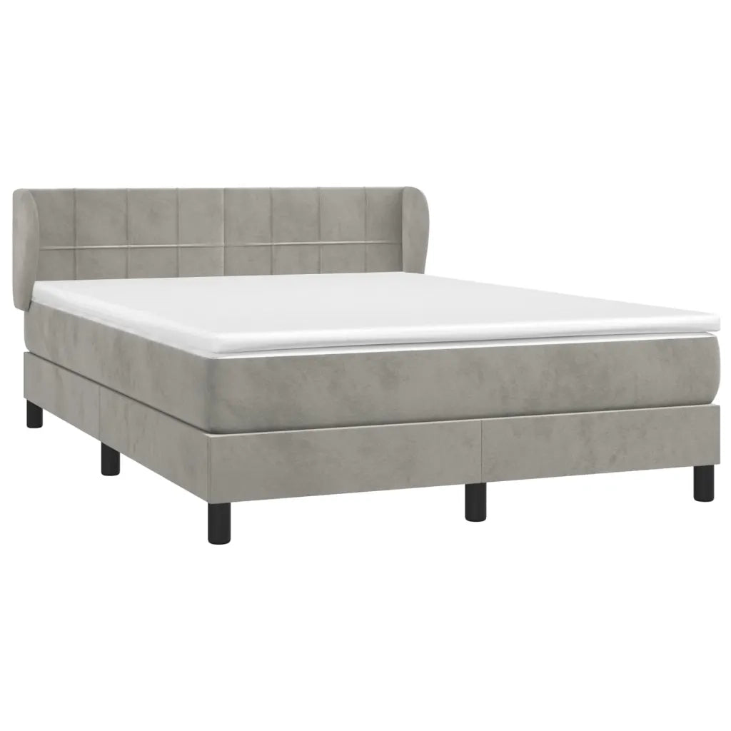 Giroletto a Molle con Materasso Grigio Chiaro 140x190cm Velluto 3127487