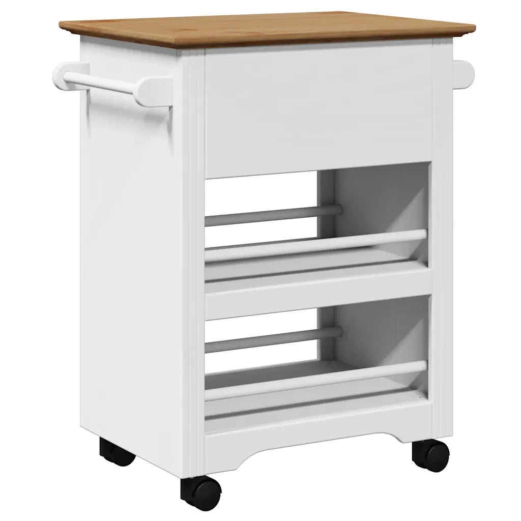Carrello da Cucina BODO Bianco e Marrone 67,5x45x80 cm CFW9355089