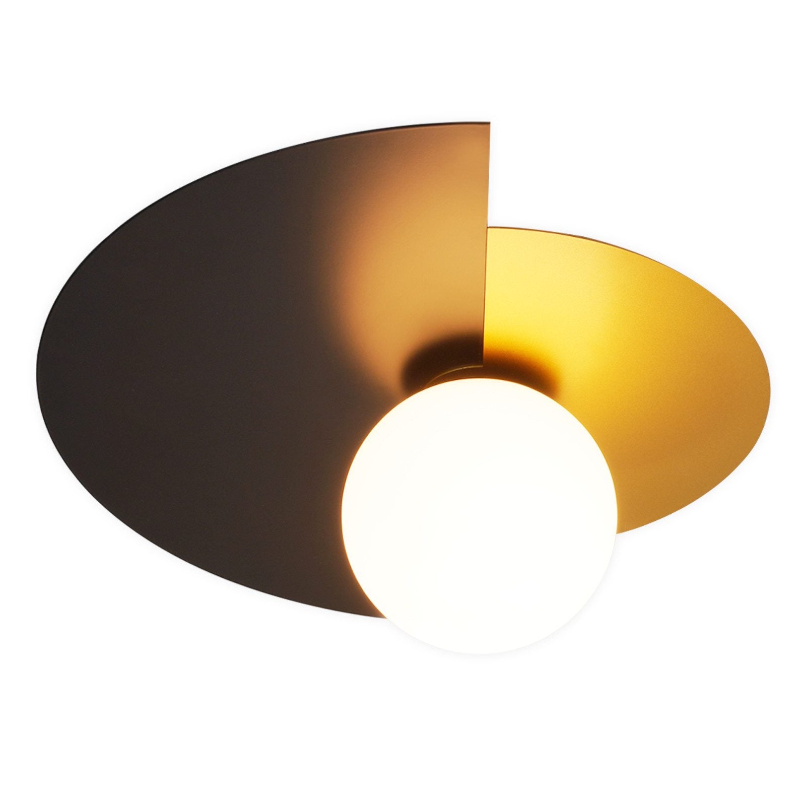 ZMH Lampada da soffitto retrò nero oro rotonda vetro E14 per corridoio