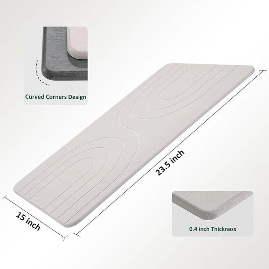 Mat Badia in Pietra - Mat Douchemat in Pietra per Bagno e Cucina (Bianco, 235" x 15" x 04")