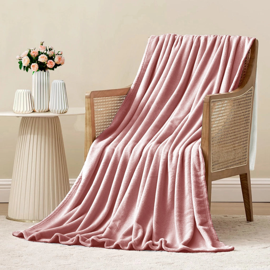 Coperta Plaid 160x210 cm Morbida Vellutata Pile Caldo Soffice Avvolgente Divano Letto Poltrona Rosa