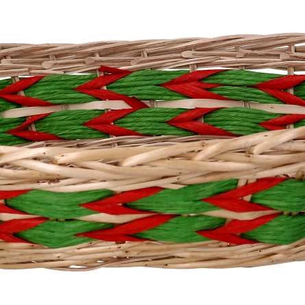 Cesta vimini intreccio verde rosso naturale ovale cm55x43h13