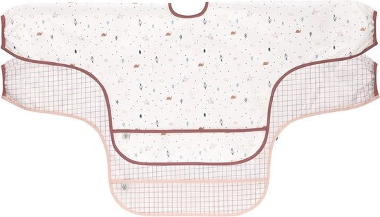 Slabbettoni per bambini con maniche lunghe (2 pezzi) per fissaggio, protezione di opzione/slabbetto con maniche lunghe