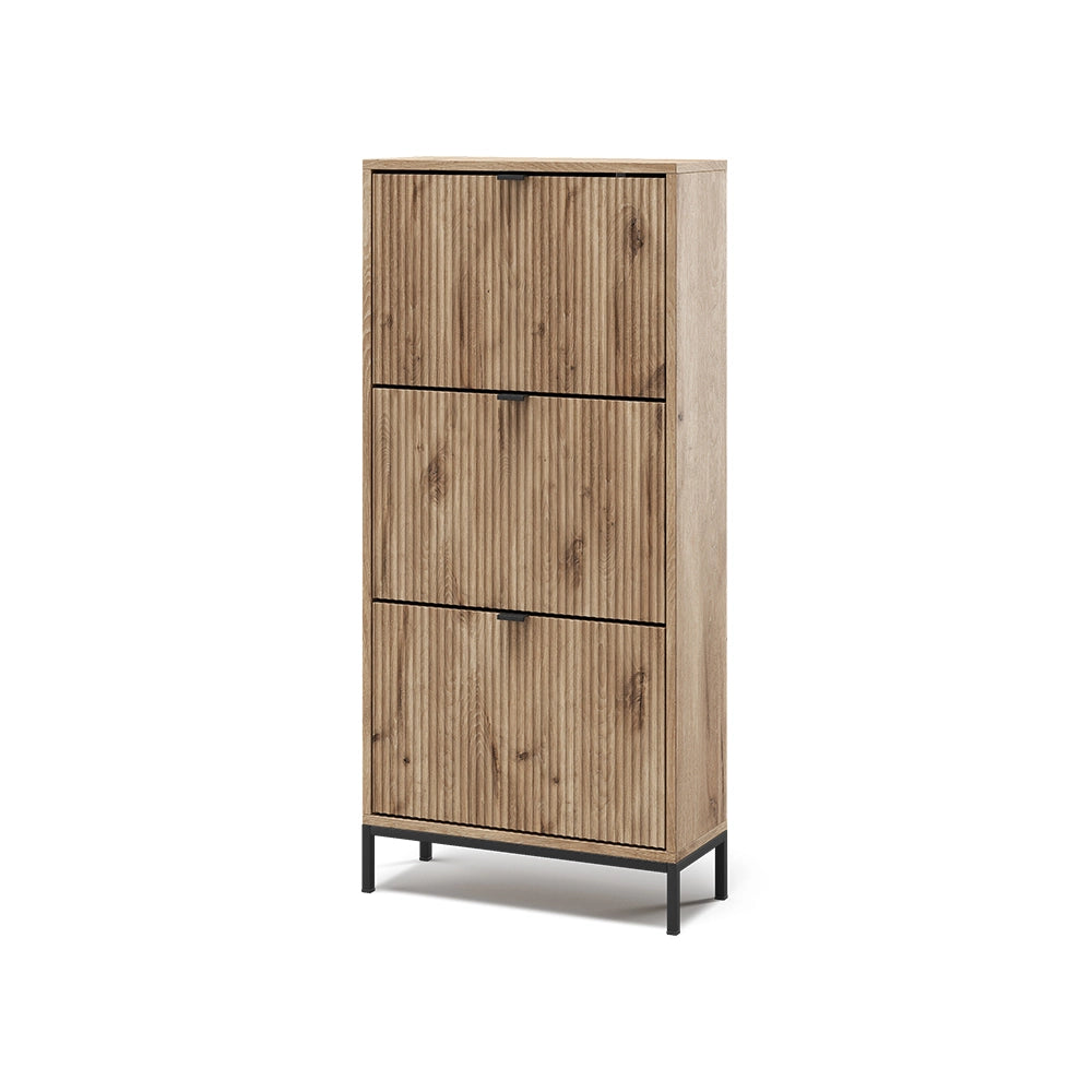 Vicco Scarpiera da ingresso Quercia vichinga 60 x 130 cm con 3 cassetti pieghevoli