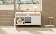 Mobile coperto per lettiera per gatti con 2 ante e cassetto, per soggiorno e ingresso, in MDF bianco 120 × 50 × 65 cm