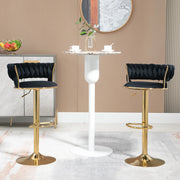 Set 2 Sgabelli da Bar Girevoli in Velluto ¨C MINIMAL ¨C Seduta Imbottita, Altezza Regolabile, Nero