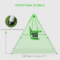 Altalena per Bambini 6-36 Mesi da Giardino e Salotto in Acciaio e PE, 122x146x122 cm, Verde