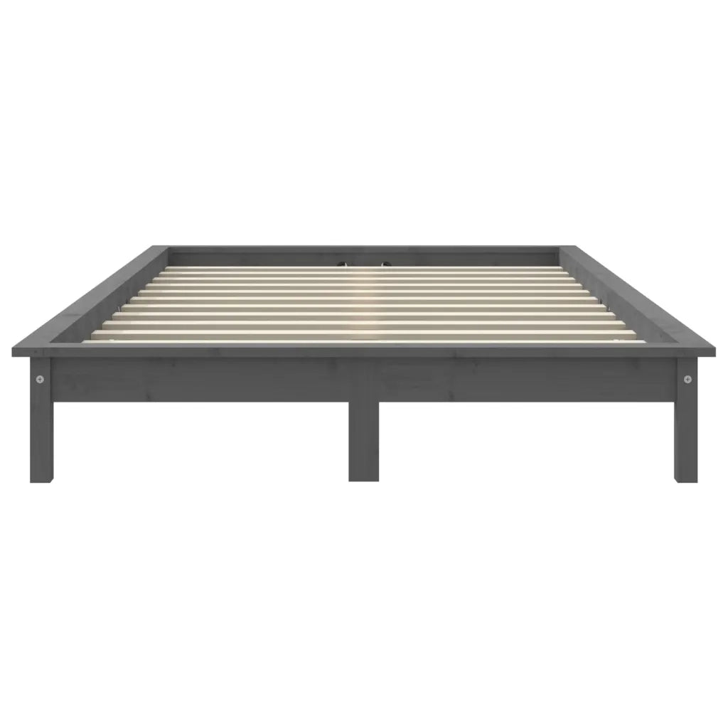 Giroletto-Struttura Letto Grigio 200x200 cm in Legno Massello di Pino
