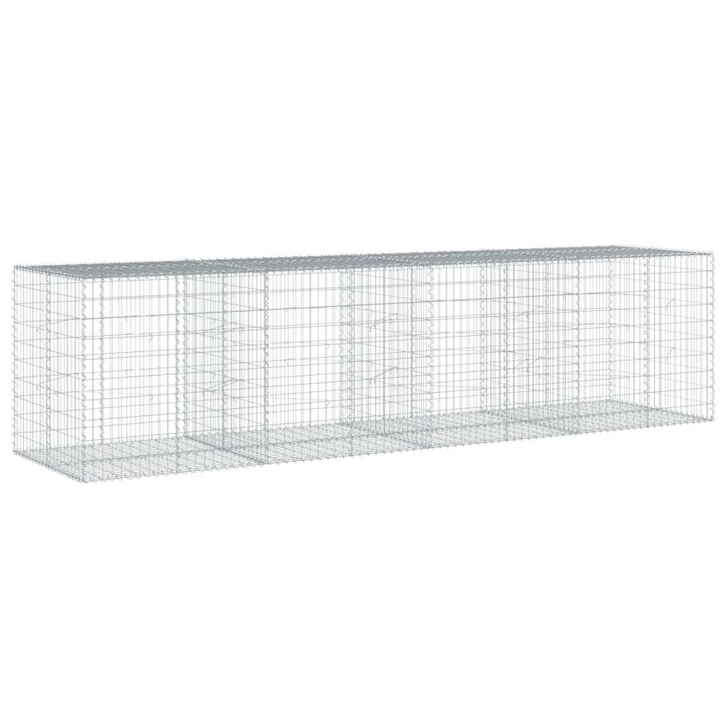 Gabbione recinto a gabbia muro di contenimento con coperchio 400 x 100 x 100 cm ferro zincato argento 02_0040159