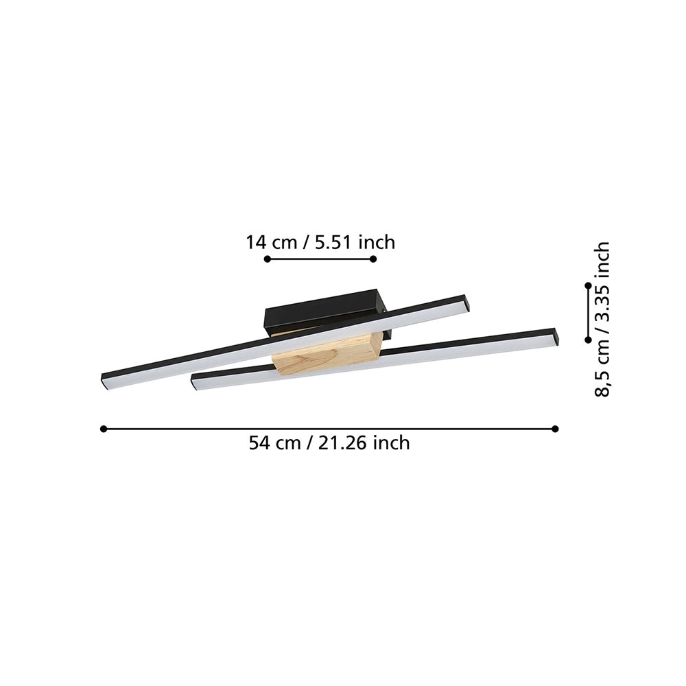 Applique Moderna Panagria Led Alluminio Rivestito In Legno Nero E Marrone