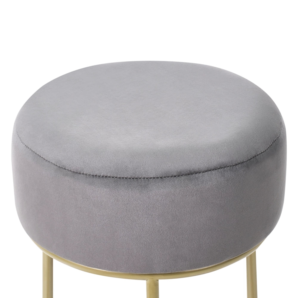 Poggiapiedi Velluto Grigio con Base in Metallo dorato Glam Modern