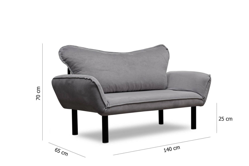 Hone, Divano Letto 2 Posti Contenitore, 140x65 cm Grigio