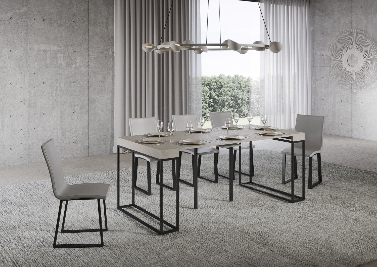 Consolle Allungabile 90-300x40x77 cm Epoca Cashmere Telaio Antracite