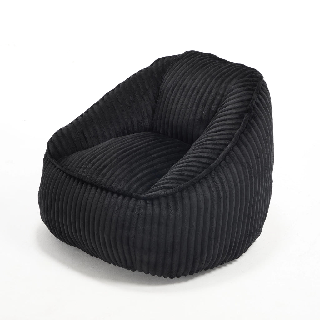 Pouf sacco 46x43x29 cm imbottito in velluto a coste nero
