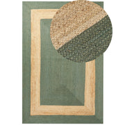 Tappeto in iuta intrecciata naturale in stile bohémien con motivo geometrico 200 x 300 cm verde soggiorno camera da letto