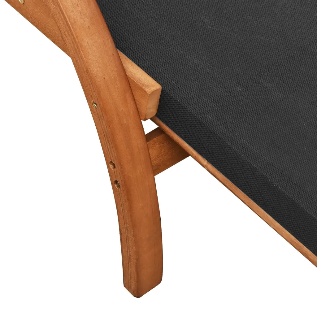 Lettino con Cuscino Grigio Textilene e Legno Massello di Pioppo 363473