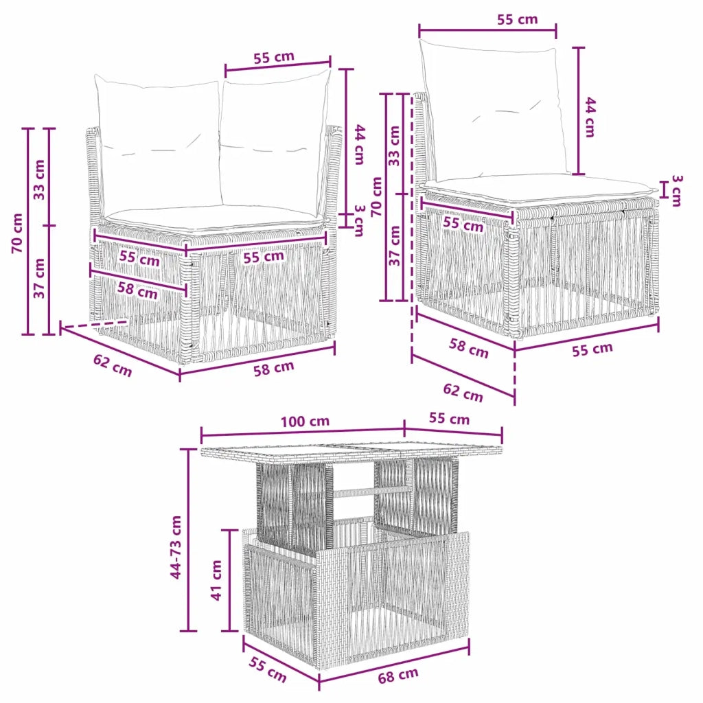Set Divano da Giardino 13 pz Beige polyrattan 3436554