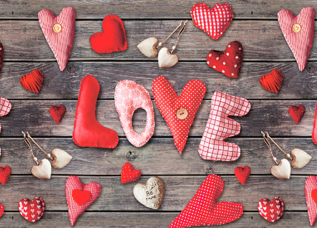 Tappeto Passatoia Antiscivolo Con Stampa Digitale Dis. Love Rosso - 50x320 - Love Rosso