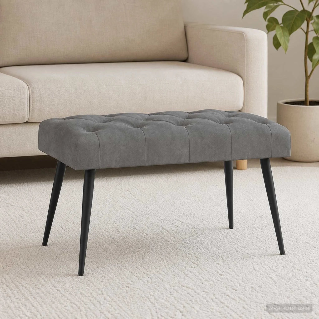 Panchina con bottoni imbottiti Grigio Scuro 80 x 40 x 46 cm 42038558