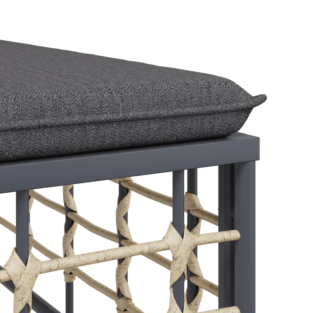 Poggiapiedi da Giardino con Cuscino in Polyrattan Grigio Scuro CFW7930619