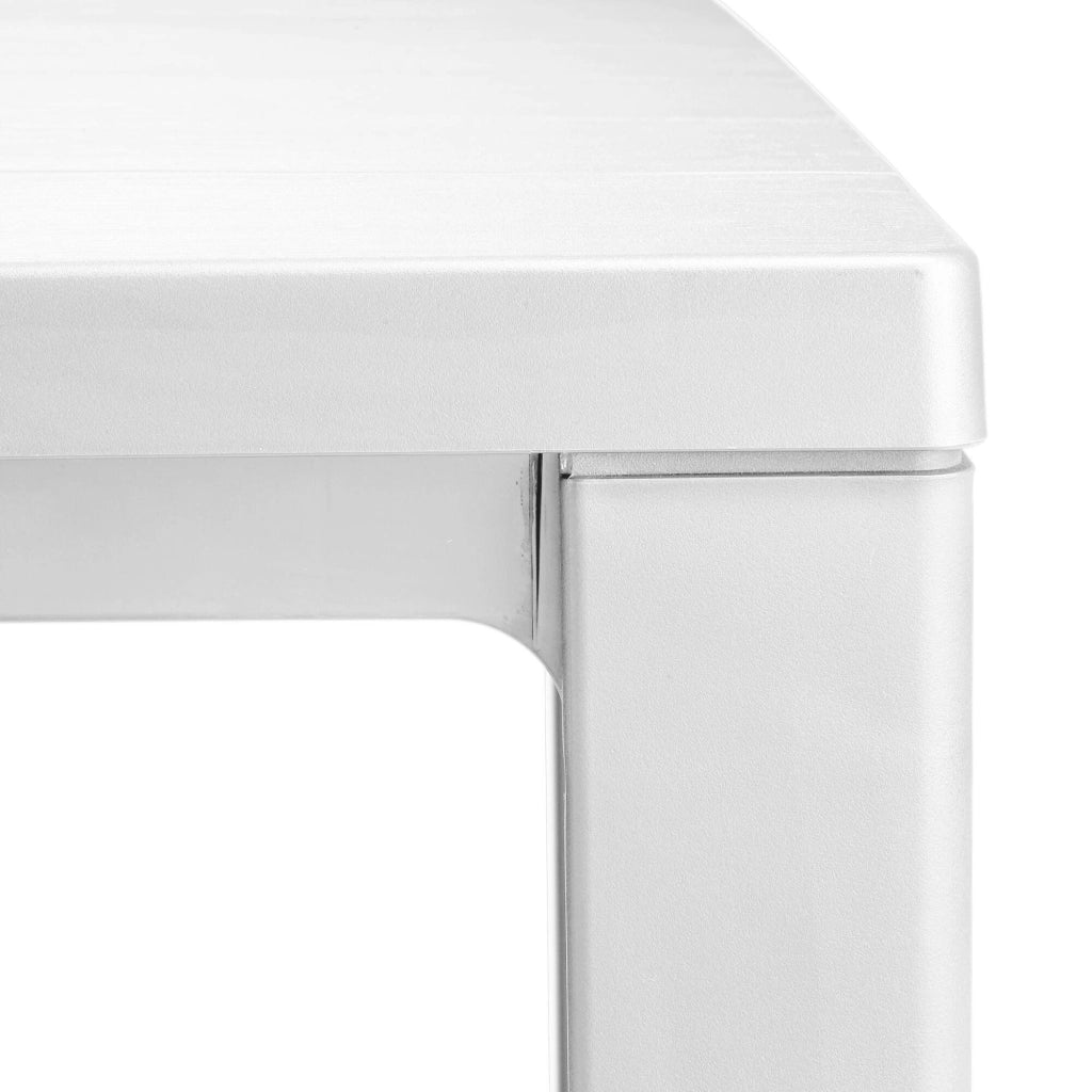 Tavolo da esterno Listowel, Base per picnic, Piano da pranzo da giardino, Banco outdoor multiuso, 147x90 h75 cm, Bianco