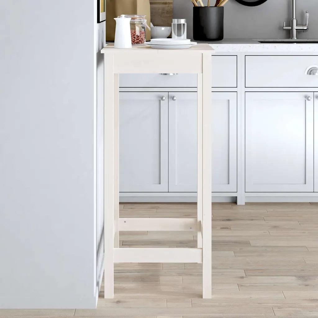 Tavolo da Bar Bianco 50x50x110 cm in Legno Massello di Pino 833264