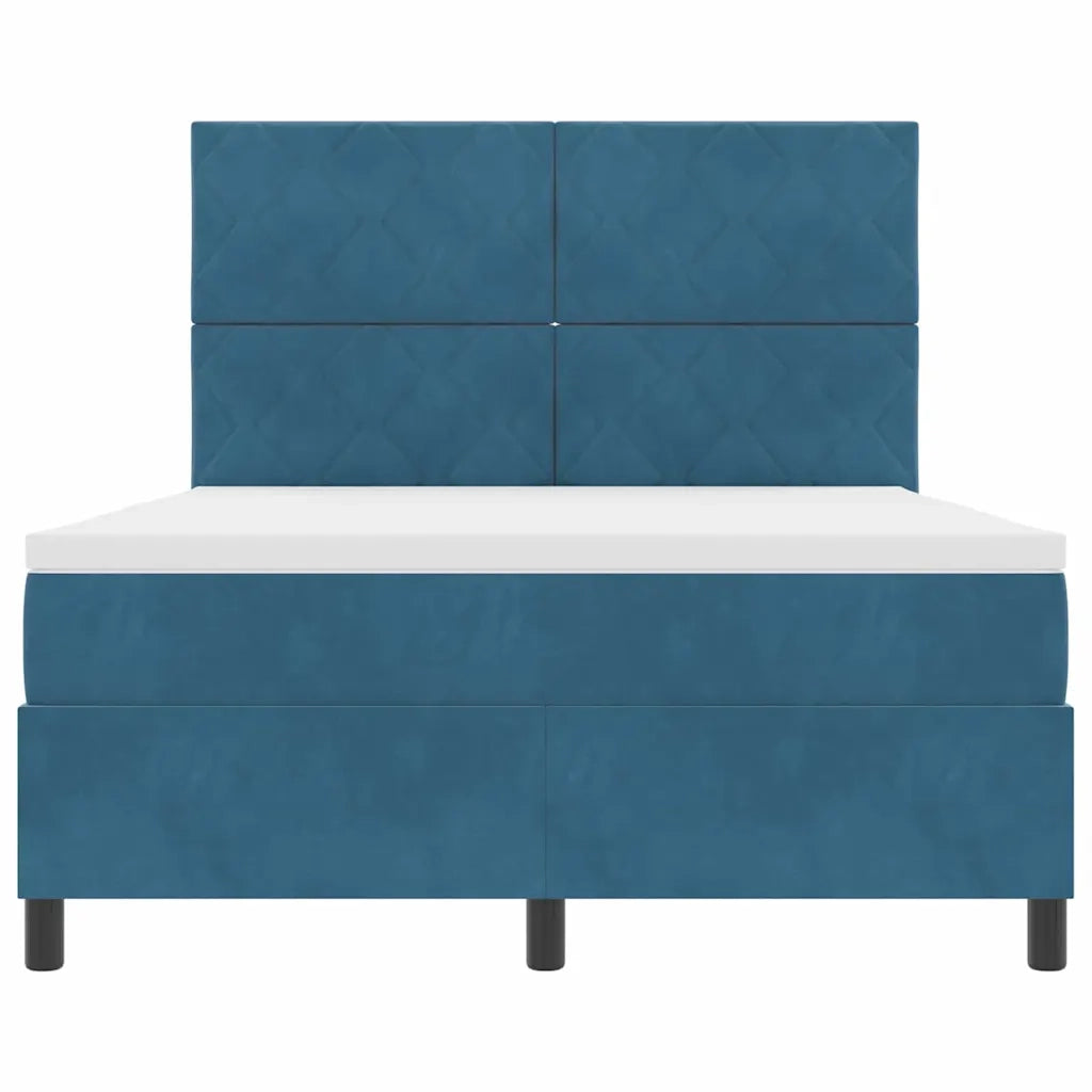 Letto a Sorgente LED Blu Scuro 160 x 200 cm Velluto 3343392