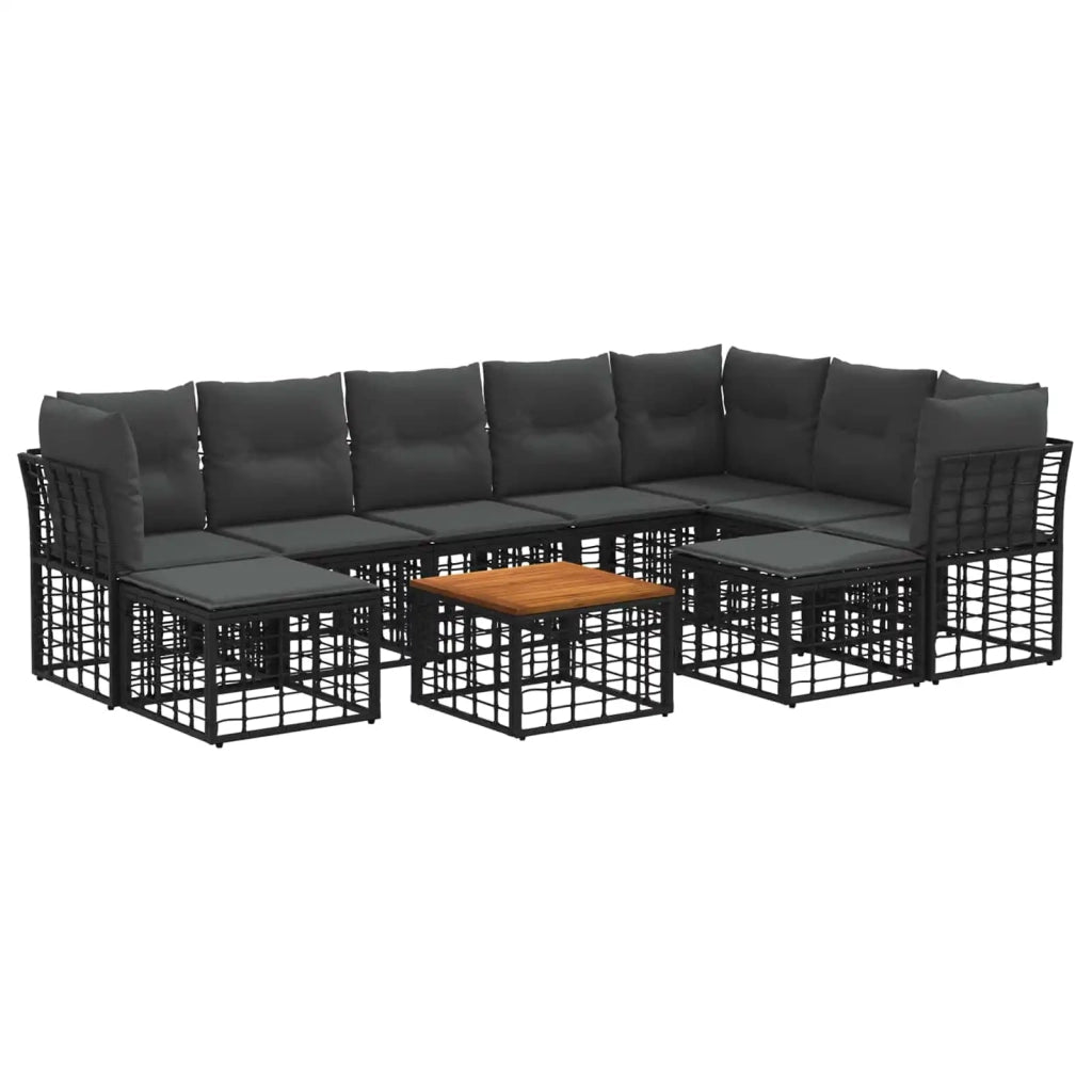 Set di divani da esterno 10 pcs Nero e Grigio scuro Poliestere 3437619