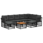Set di divani da esterno 10 pcs Nero e Grigio scuro Poliestere 3437619