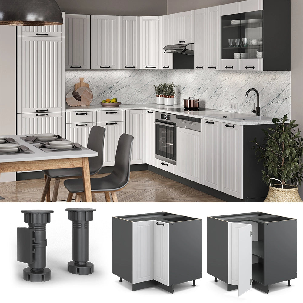 Mobile ad angolo cucina Fame-Line Bianco rustico/Antracite 80.5 cm, PL Marmo Vicco