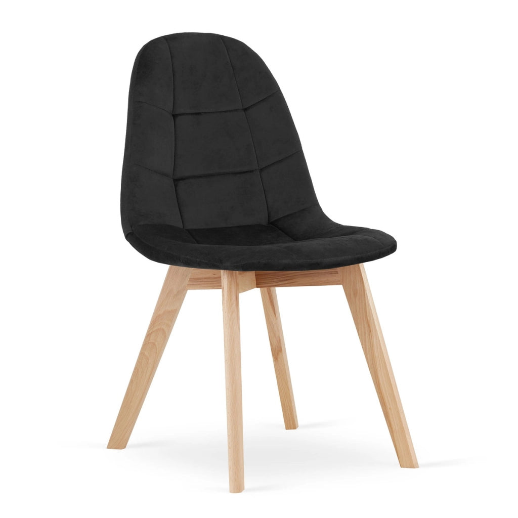 Set di 3 sedie Bora in velluto nero e legno di faggio