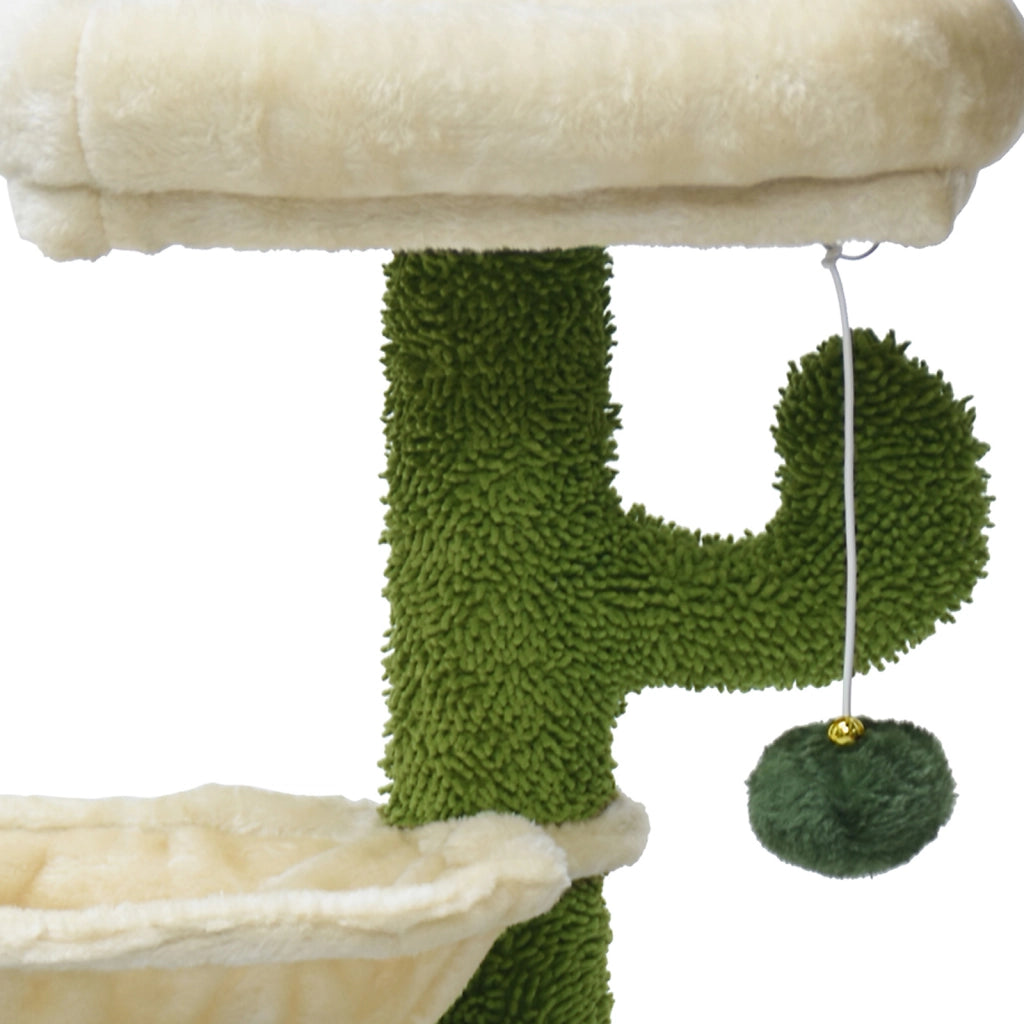 Fudajo Albero tiragraffi a forma di cactus 75cm con sisal di 4 mm Con amaca e casetta per gatti