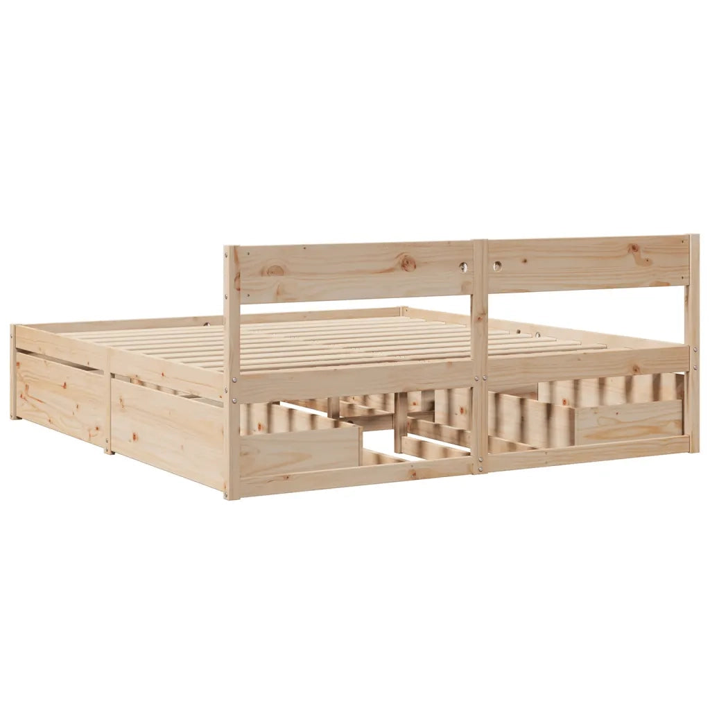 Letto senza Materasso 200x200 cm in Legno Massello di Pino